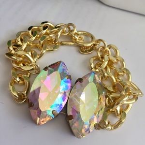 Iridescent Crystal Chain Bracelet
